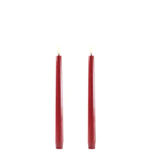 Taper LED-lys 2-pakning 2,3 x 25 cm rød