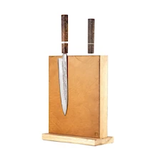 Knivblokk magnetisk skinn 24 cm, Cognac
