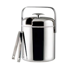 Ice Bucket Chromed "Thermo" with Lid and Ice Tongs 1.3 L