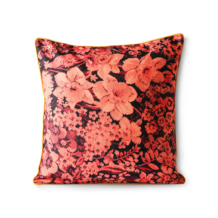 Printed Floral Cushion Coral/Negro 50x50 cm