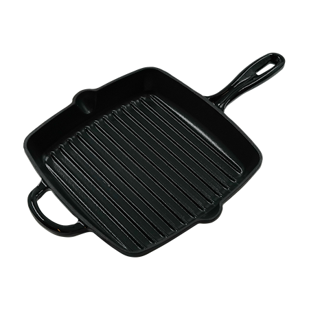 Emaljeret Grillpande Støbejern 25x25 cm Sort