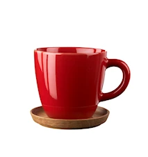 Coffee Mug 33 cl with Wooden coaster Apple Red