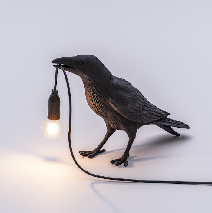Bird Lamp Waiting Svart