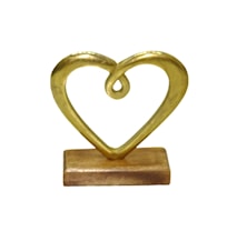 Hedy Hjärta Guld Aluminium m träfot 16 cm