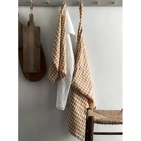 Apron Förkläde Linne Gingham biscuit