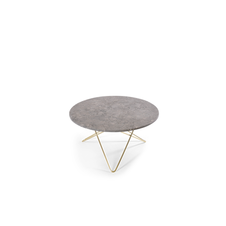 O Table Matbord Mässing/Grå Marmor Ø80