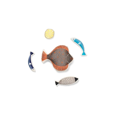 Embroidered Leksak Fisk Set om 5