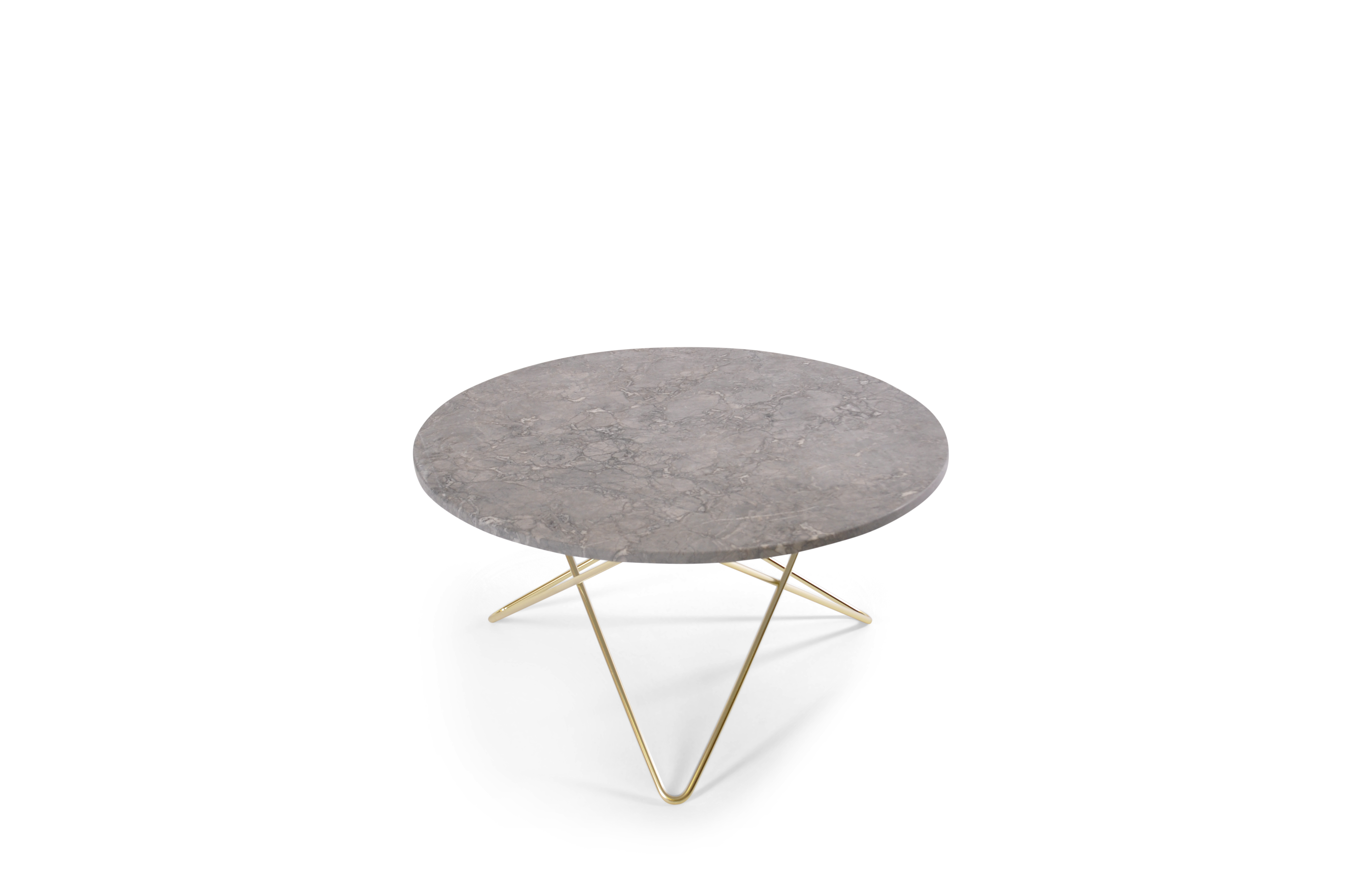 O Table Grå Marmor med Mässingram Ø80 – OX DENMARQ O Table Matbord MässingBrun Marmor Ø80 | Confident Living