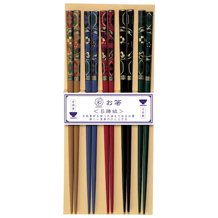Kutani Syömäpuikot 5 Paria Japanilaisella koristelulla