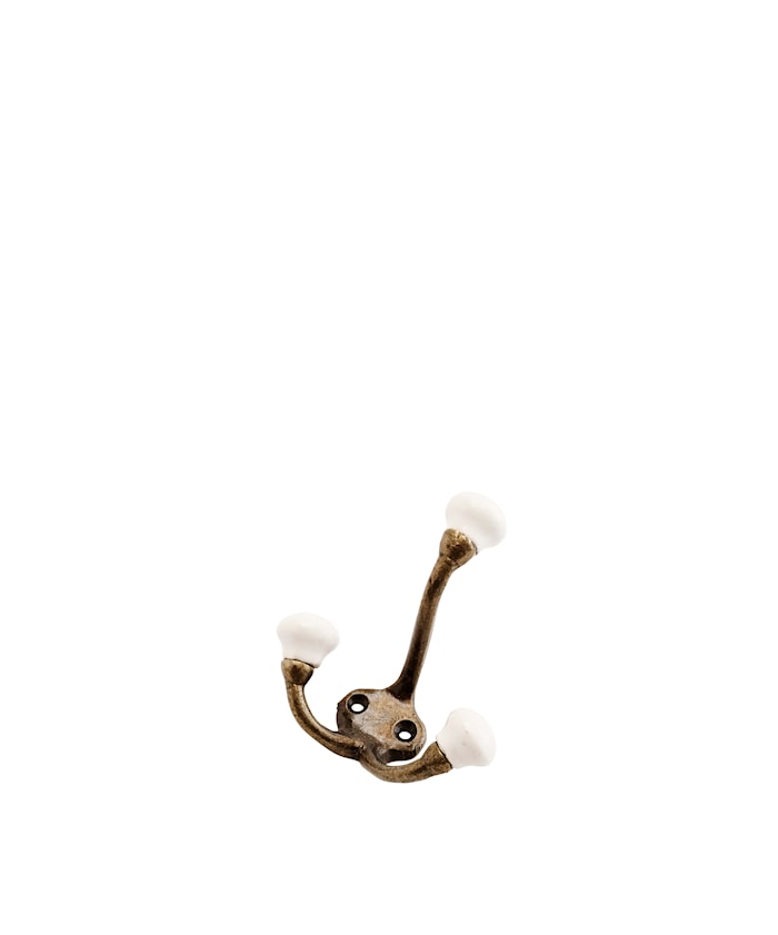 Hook 8 cm White/Brass