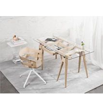 Wick stol – Eik/grå snurrebass