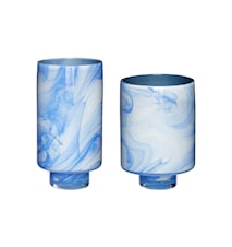Vase Glas hvid/Blå 2 st