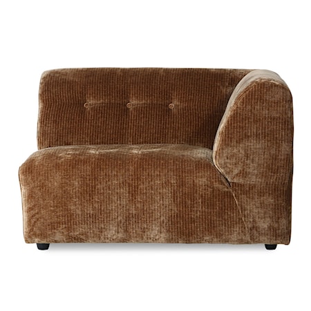 Vint couch: Elem. höger 1,5-sits Corduroy velvet Aged gold