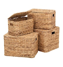 Basket with Lid Water Hyacinth Fishbone 4 pieces