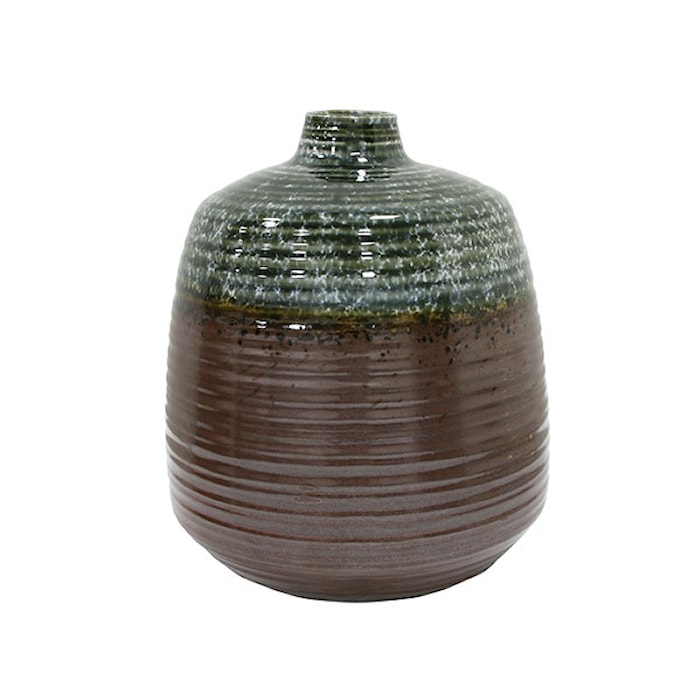 Vase fleurs céramique vert/marron
