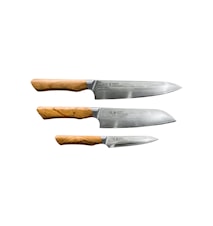 Kaizen knivsett 3 deler kokkekniv 21 cm/Santuko 18 cm/Petty 12 cm