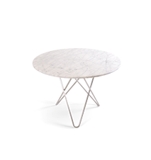 Large O Table Hvit Marmor med Rustfri Stålramme Ø100