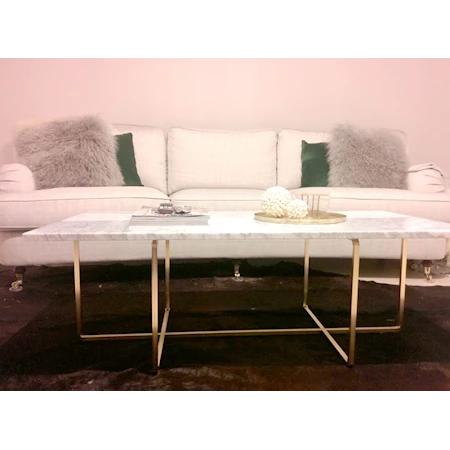 Ninety Table XL - Carrara marmor/mässingstomme H40 cm