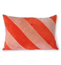 Striped Velvet Cushion Red/Pink 40x60 cm