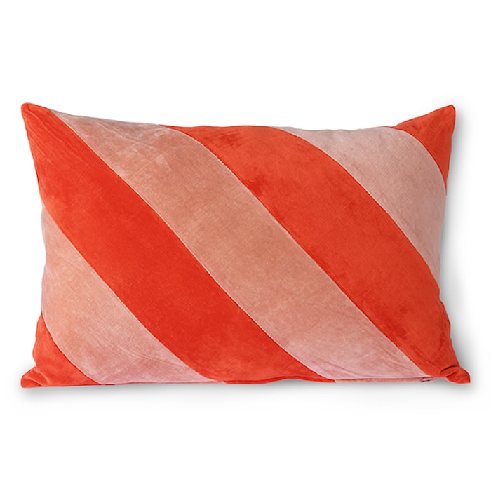 Striped Velvet Cushion Red/Pink 40x60 cm