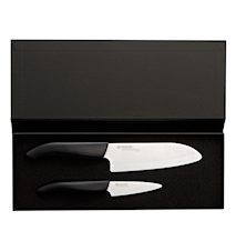 Knivsett, 7,5 cm + 14 cm svart håndtak