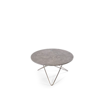 O Table Grå Marmor med Rostfri Stålram Ø80