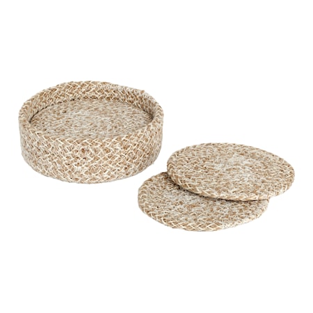 Ella Glasunderlägg 6-pack Jute ø10,5cm Vit/natur