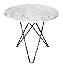 O Table Spisebord Svart/Matt Hvit Marmor Ø80