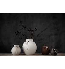Rund vase Steintøy, 10 cm – Mørkegrå
