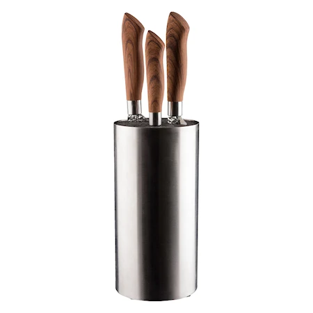 Knife Block Brushed Stainless Surface H: 22.5 cm