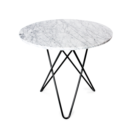 Dining O-table - Hvid marmor, sort understel