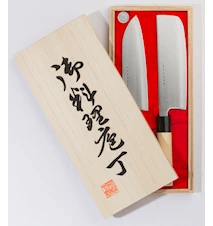 Knivsæt grøntsagshakker & santoku i balsaboks
