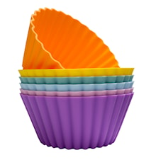 Store muffinsforme Farvemix Regnbuepastel 6-pak