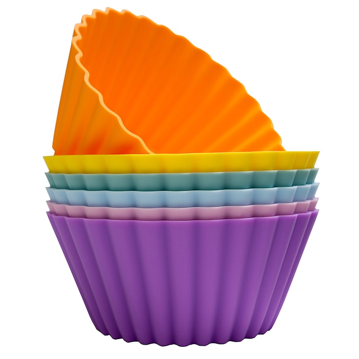 Store muffinsformer, fargemiks regnbuepastell, 6-pakning