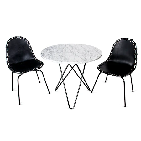 Dining O-table - Vit marmor, krom underrede