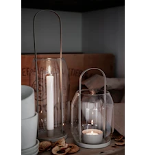 Lanterne pour bougie chauffe-plat beige 22 cm