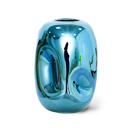 HK Objects Vas "Blue Chrome" Ø14,5x21,5 cm Glas Blå