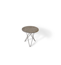 Tall Mini O Table Grå Marmor med Svart Ramme Ø50