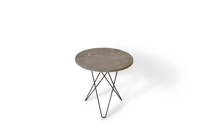Tall Mini O Table Grå Marmor med Svart Ram Ø50