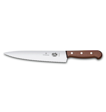 Kockkniv Vågtandad 22 cm Trähandtag i Furu