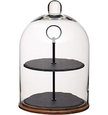 Serveringssett med glasskuppel 22 x 31 cm