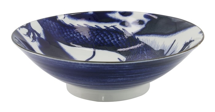 Japonism Crane Menbachi skål 25,2 x 7,7 cm, blå