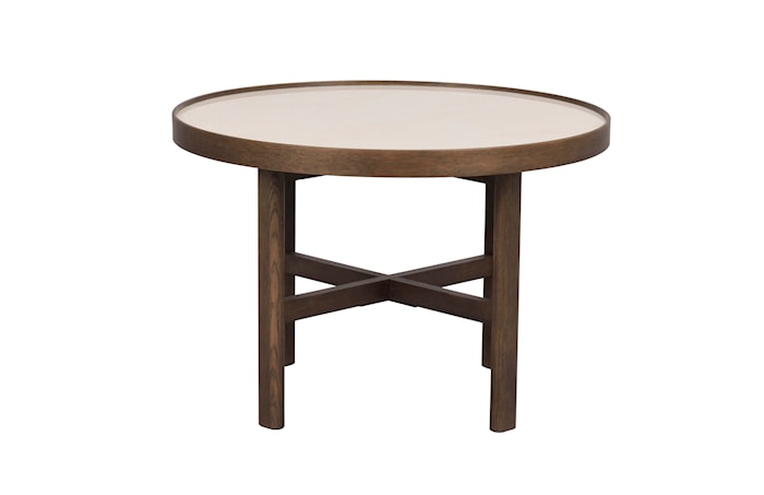 Marsden Salongbord Ø 60 cm Beige Keramikk / Brun Eik
