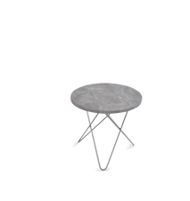 Mini O Table Grå Marmor med Rostfri Stålram Ø40