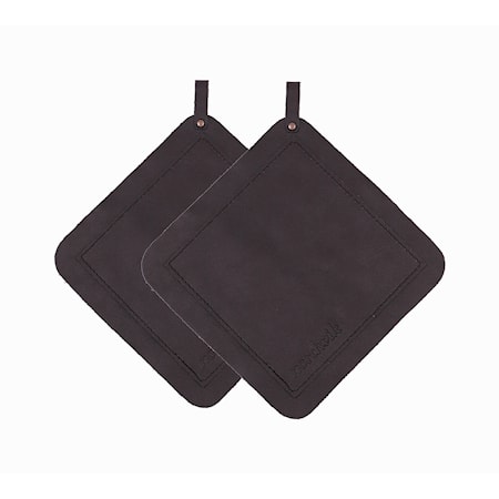 Grydelapper Skind 2-pak Sort