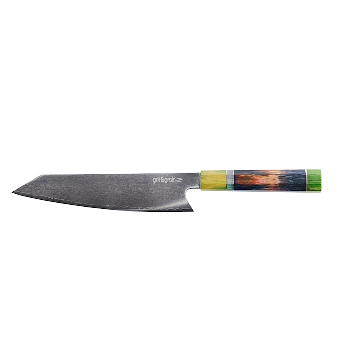 Couteau en acier Damas 20 cm vert