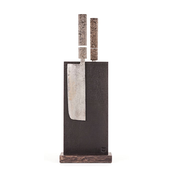 Knivblock Magnetisk Läder 13cm Svart