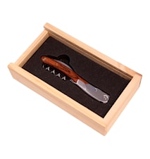 Corkscrew with wooden handle and wooden box