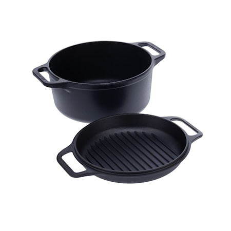 Emaljerad Combo Cooker Gjutjärnsgryta + Stekpanna Ø 26cm