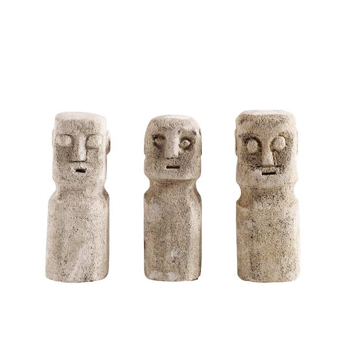 Veistos Head 3 st Hiekka Kivi 15 cm